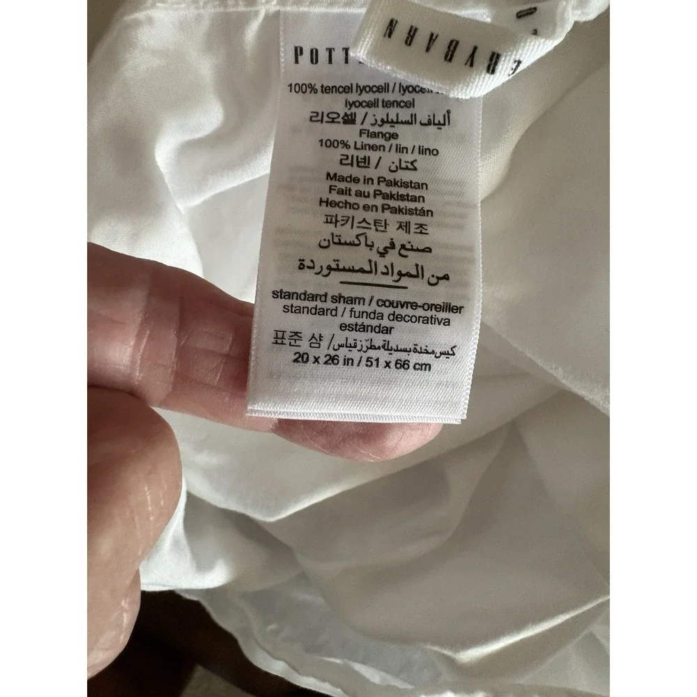 Pottery Barn 20x26 Size Pillow Sham Set Of 2 Cotton White